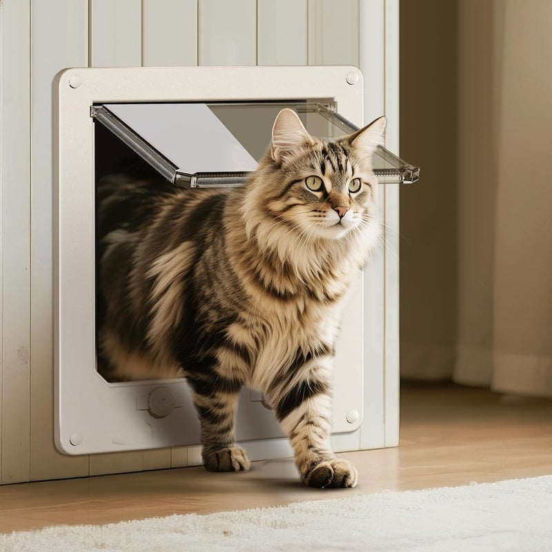 LIBBEPET Thin Cat Door, Safety Pet Door for Cats Up to 25 lbs, Interior Cat Door with 4 Way Locking for Window, Sliding Door and Cat House, Easy to Install, Extra Large - Image 1